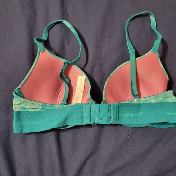 PINK victoria secret wear everywhere tshirt lightly lined Push-Up Bra 32B blue - Picture 2 of 6